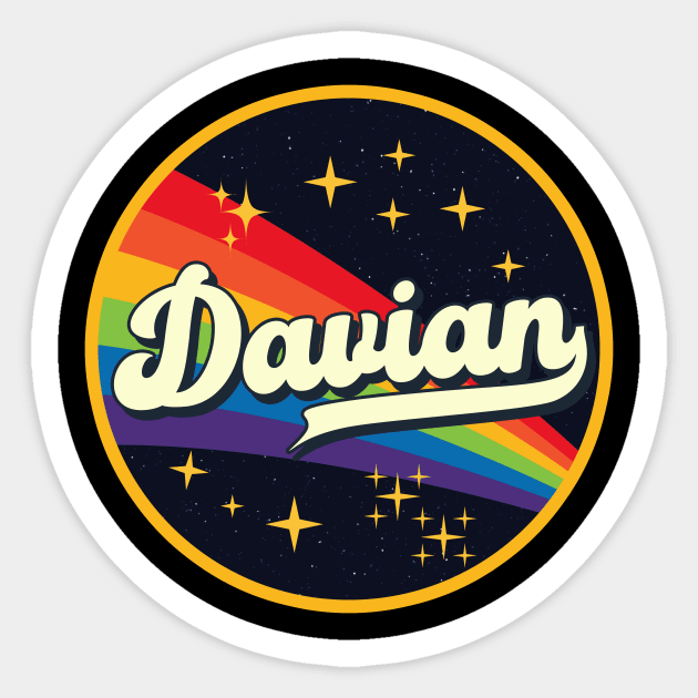 Davian // Rainbow In Space Vintage Style Sticker by LMW Art